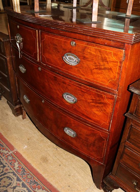 Inlaid mahogany bow front chest